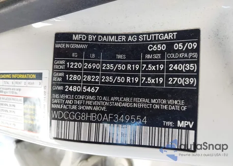 2010 Mercedes-Benz Glk 350 4Matic z USA, uszkodzony, nr VIN WDCGG8HB0AF349554